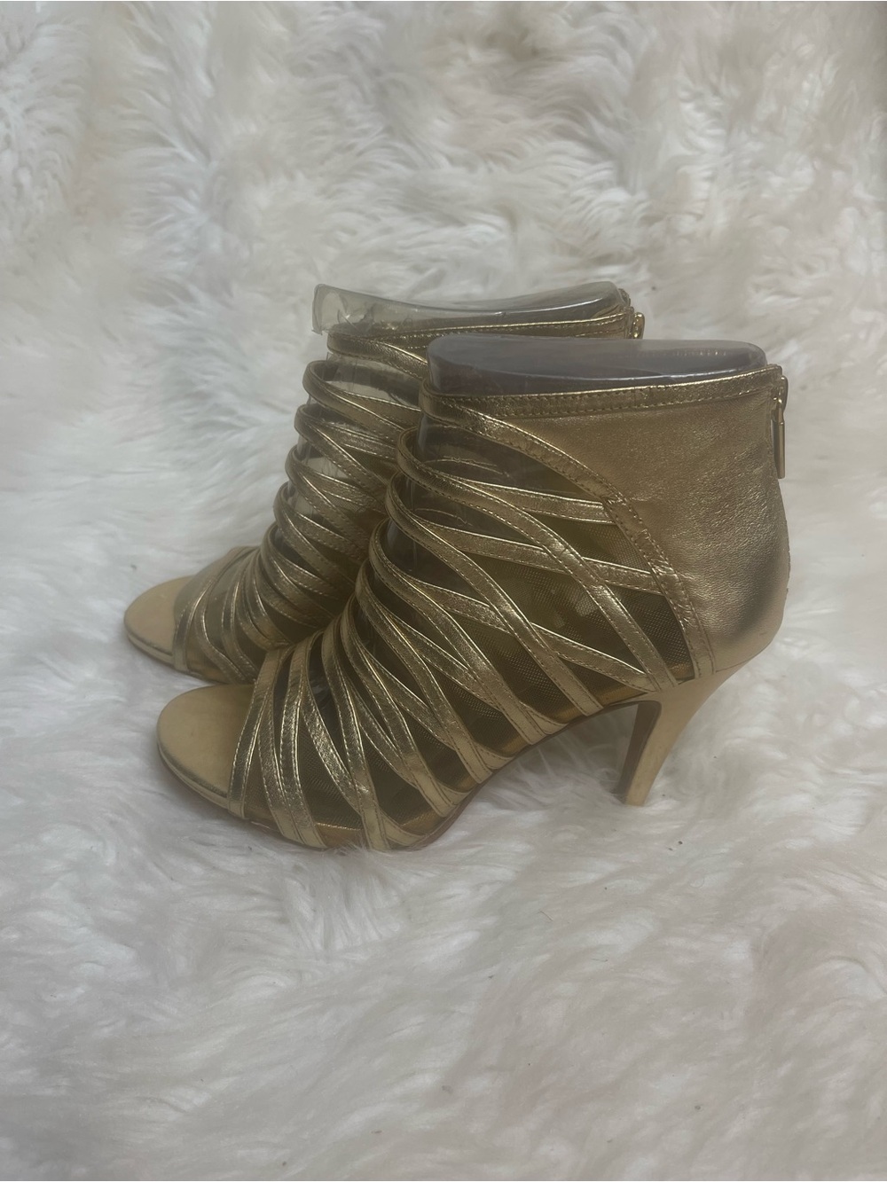 DKNY Metallic Gold Strappy High-Heel Sandals SZ8.5